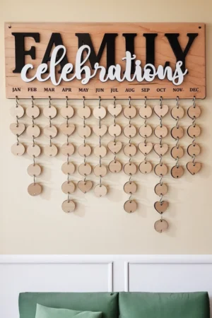 Personalized Family Celebrations Board: Engraved Wood Birthday Calendar